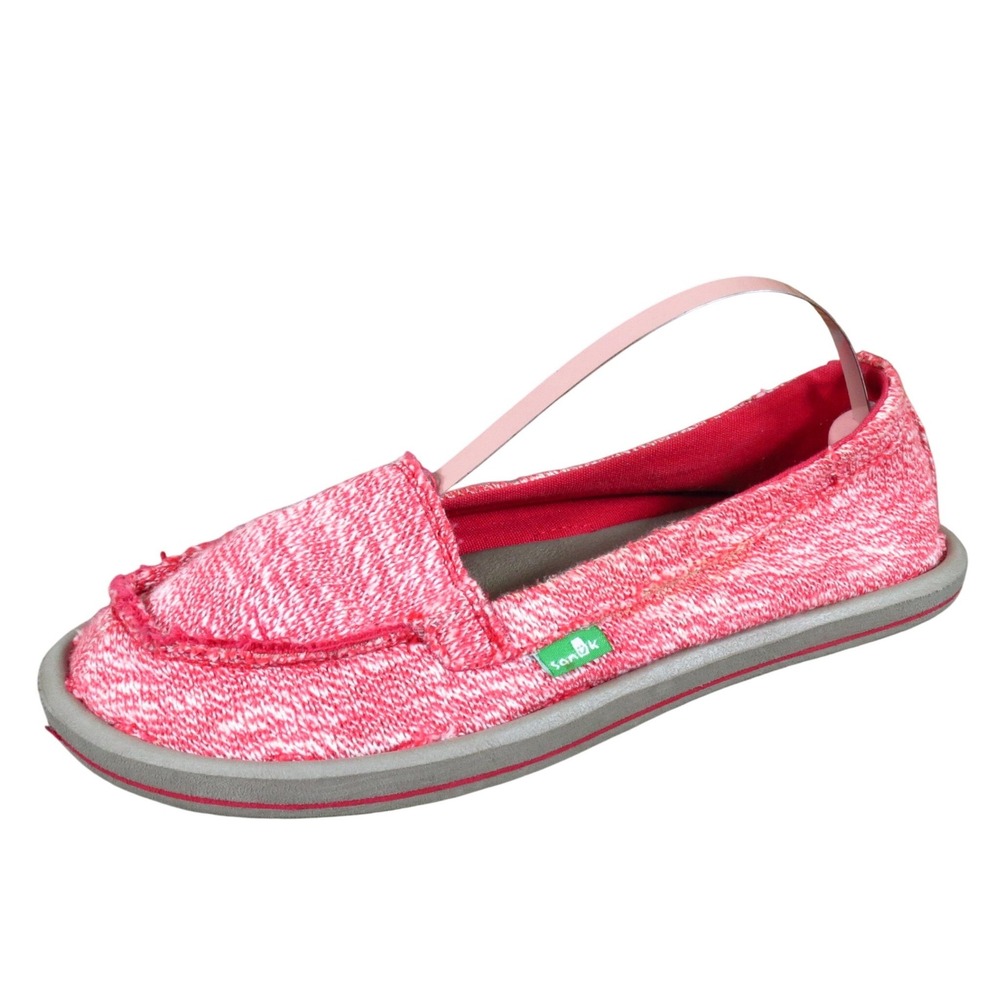 Sanuk Donna Girls Loafer Slip On Shoe Size 4Y Casual Comfort Pink White Marl